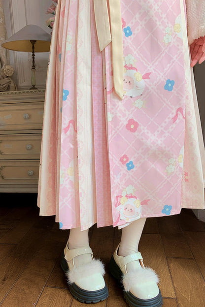 Pink Lamb Pleated Skirt