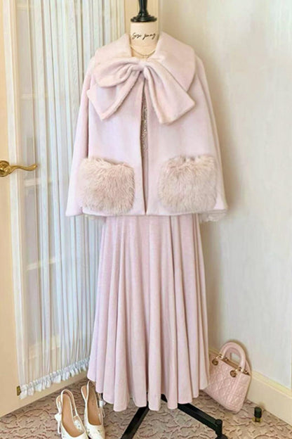 Ribbon Fur Coat + Fur Collar