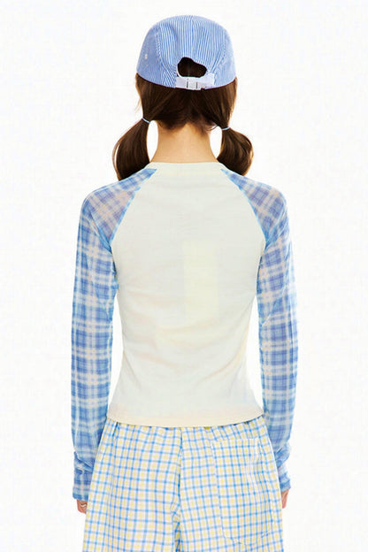 Plaid Patchwork Long Sleeve Top