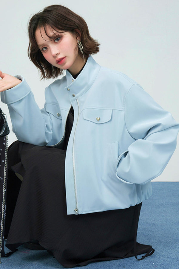 ブルーヴェルヴェットレザージャケット