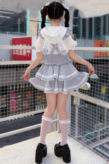 [Pre-Order] Angelcore Off-Shoulder Top + Tiered Skirt