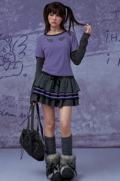 Dreilagiger grau-lila Rock