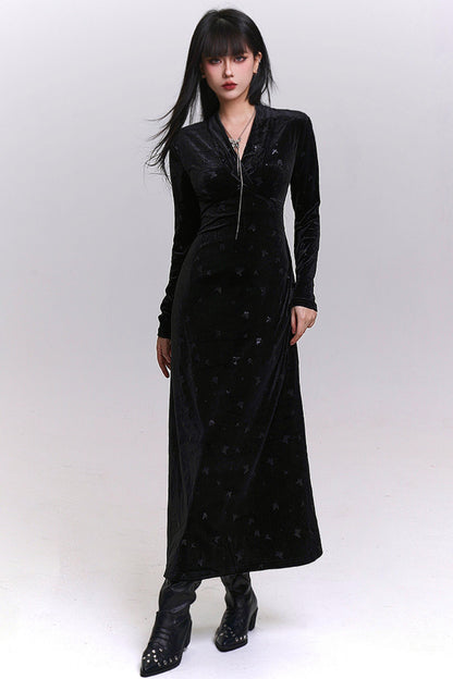 ブラックベルベットバタフライドレス