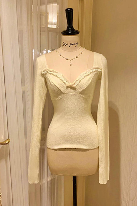 キュートフィットロングスリーブトップス＋レーストリムベースアンダーウェア