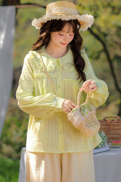 포레스트 돌 칼라 블라우스