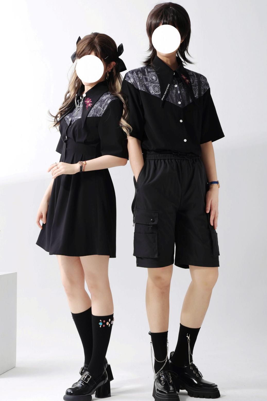Gothic Arch Print Big Collar Design Shirt