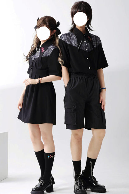Gothic Arch Print Big Collar Design Shirt