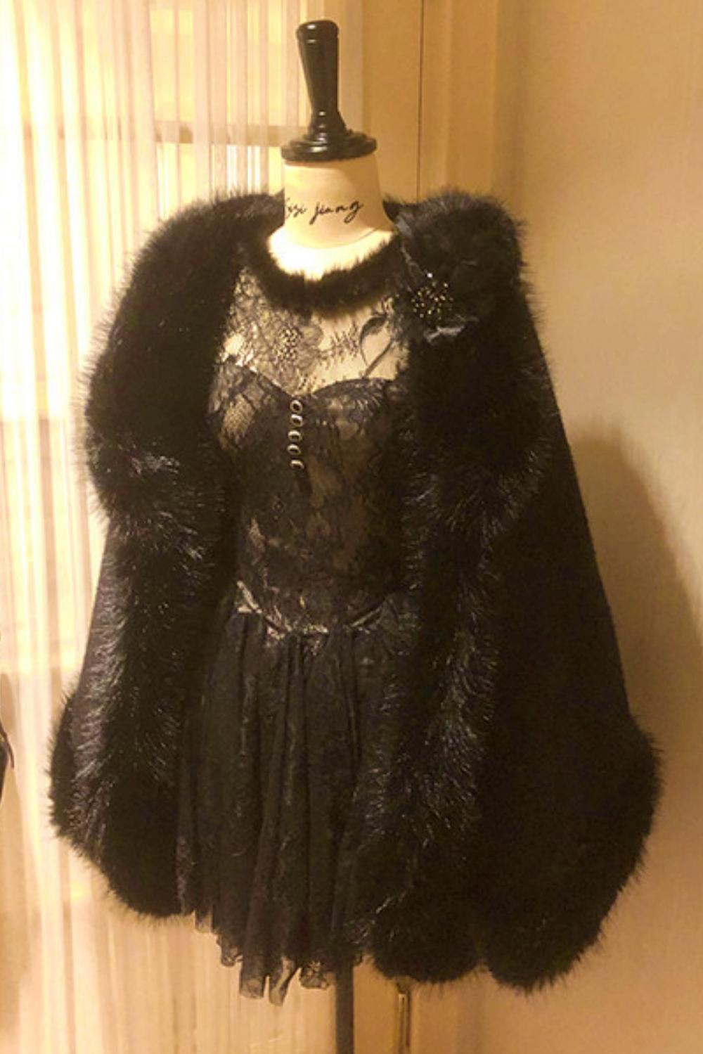Elegant Black Fur Cape