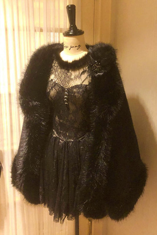 Elegant Black Fur Cape