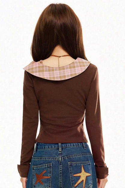 Retro Patchwork Plaid Top