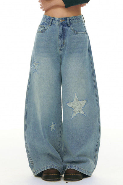 Star Wide Leg Denim Pants