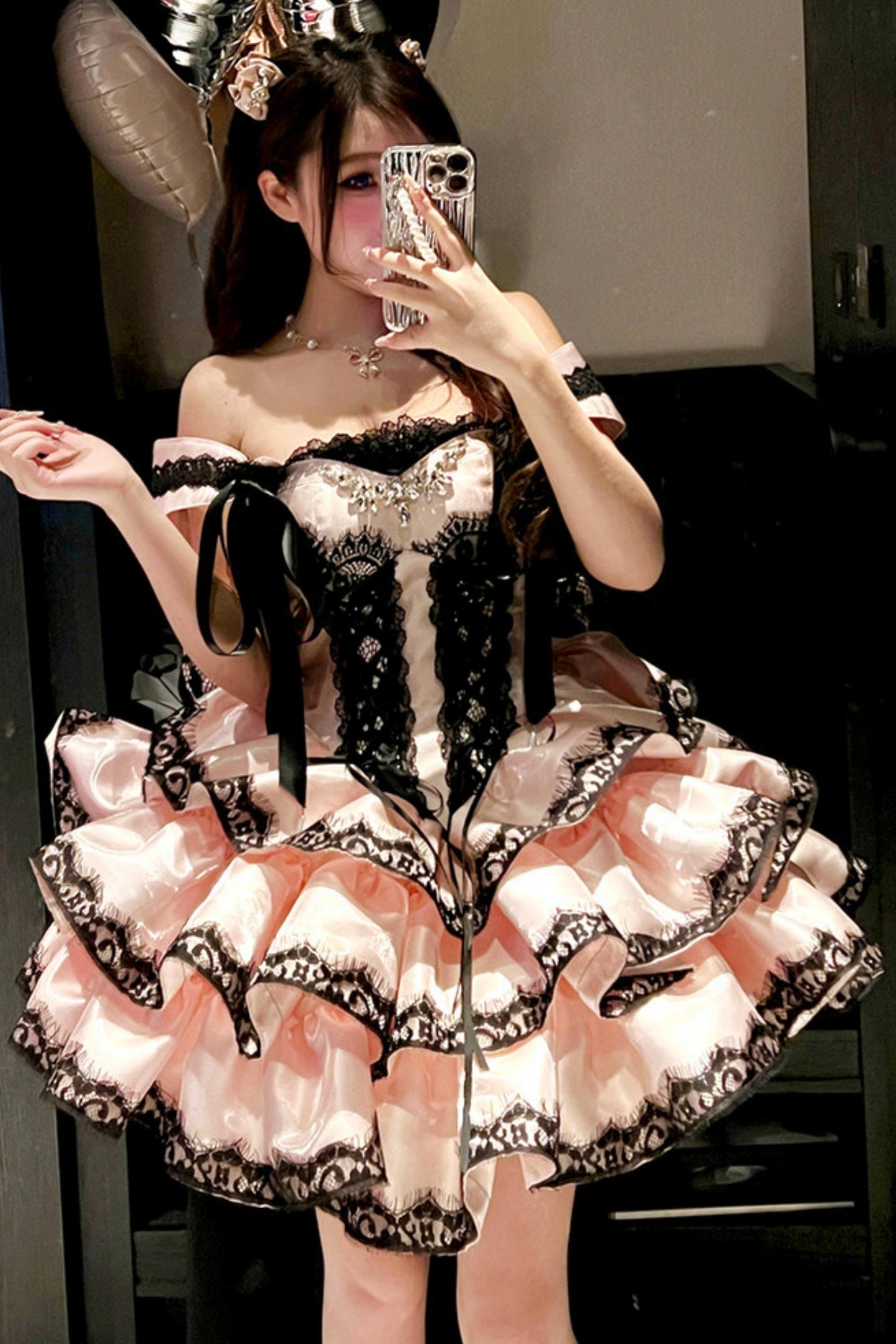 [Pre-order Item] Romantic Lace Mini Lolita Dress + Ribbon Train