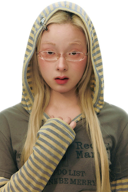 Striped Y2K Hoodie Top