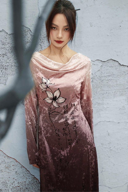 フローラルヴィンテージフレアドレス