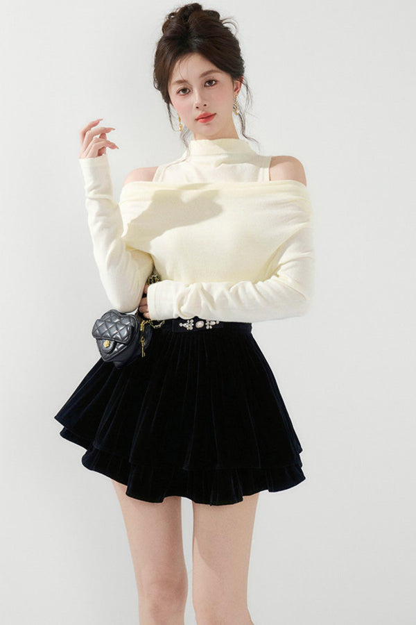 French Knit Off-Shoulder Top