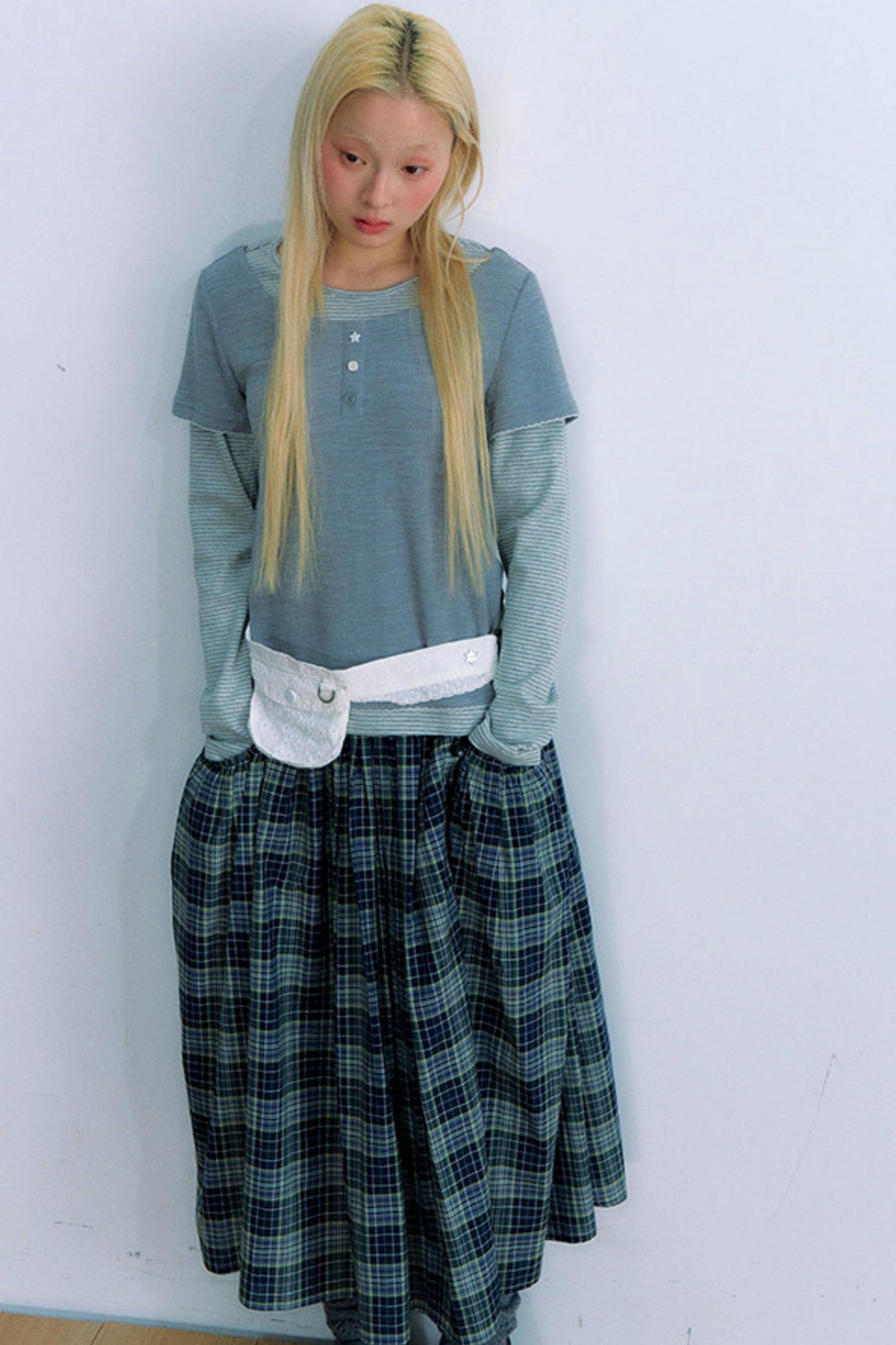 チェックレトロミディスカート