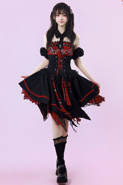 Robe punk gothique subculturelle à carreaux