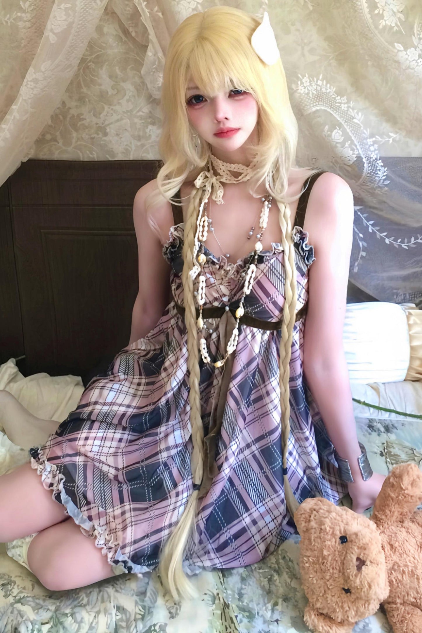 レトロチェックキャミワンピ