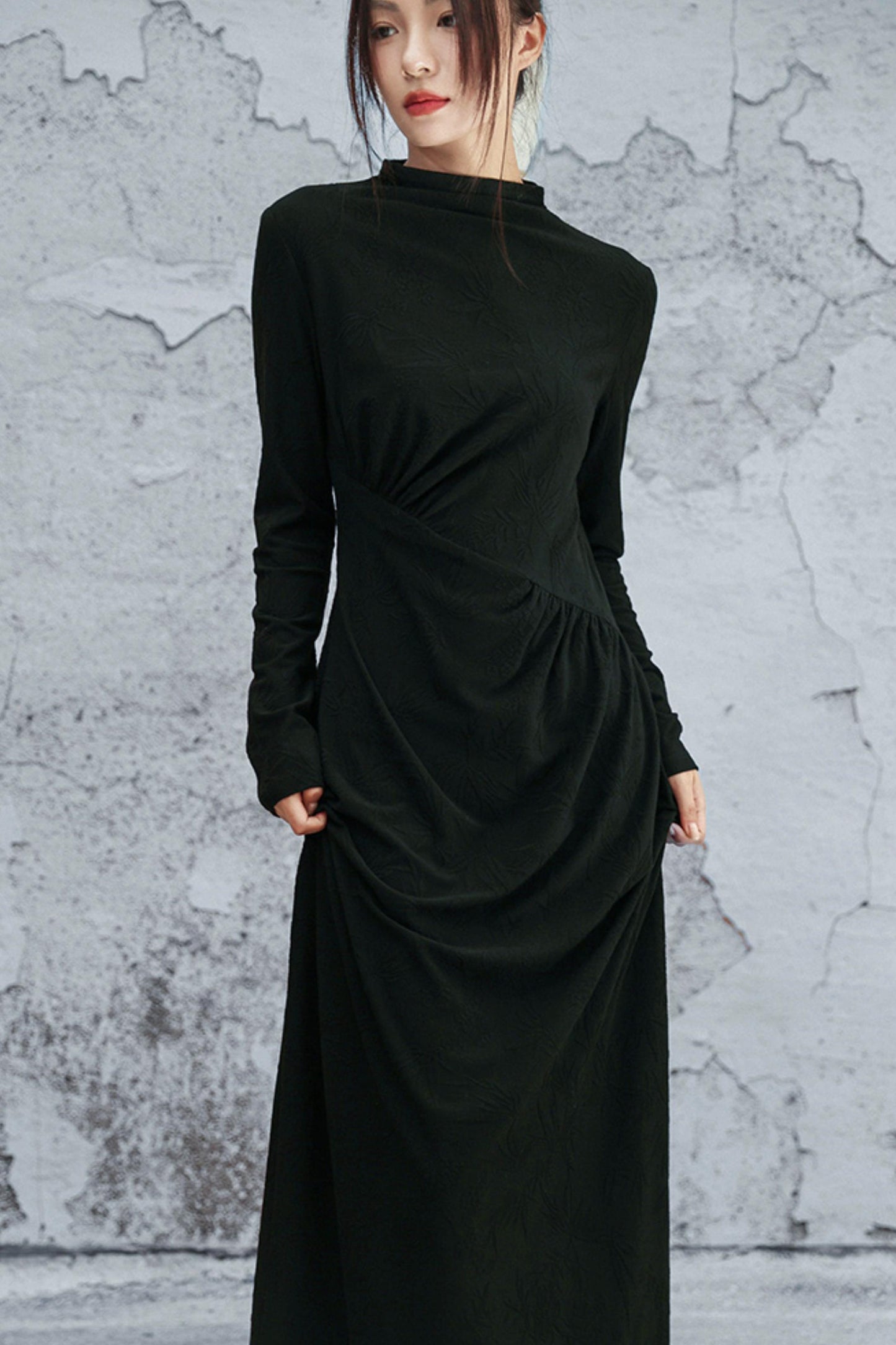 ブラックニットモードドレス