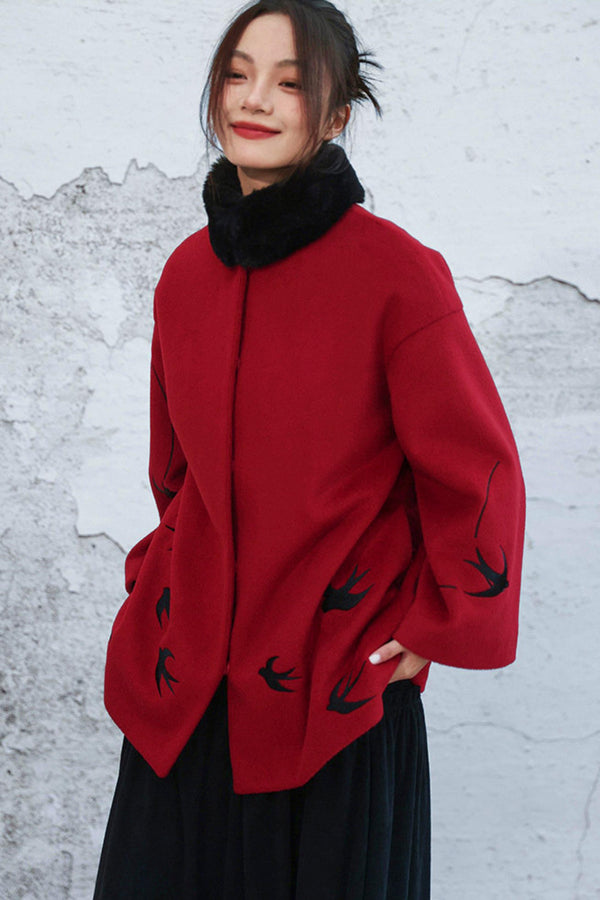 Fayan Embroidered Wool Coat