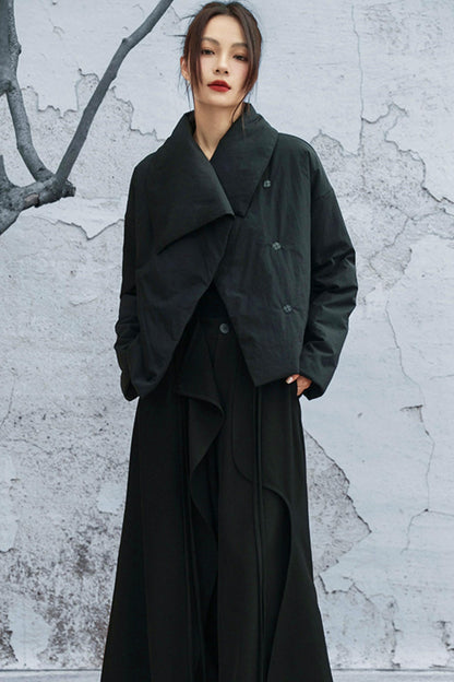 コンバーティブルネックラインコットンジャケット