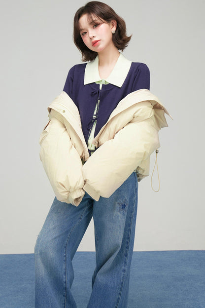 オートミールショートダウンジャケット