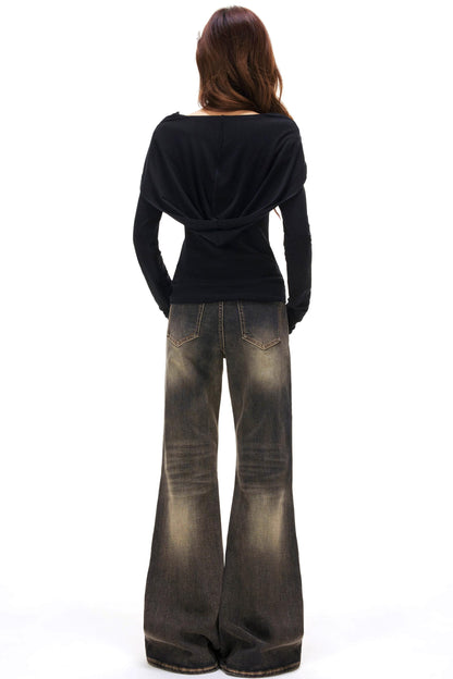 Off-Shoulder Slimming Hoodie Top