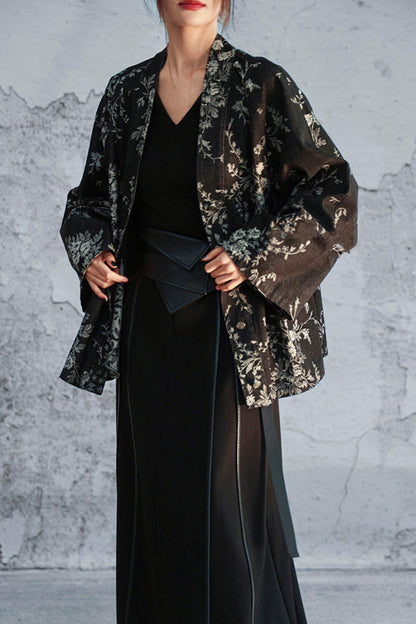 Chinese Denim Jacquard Cardigan