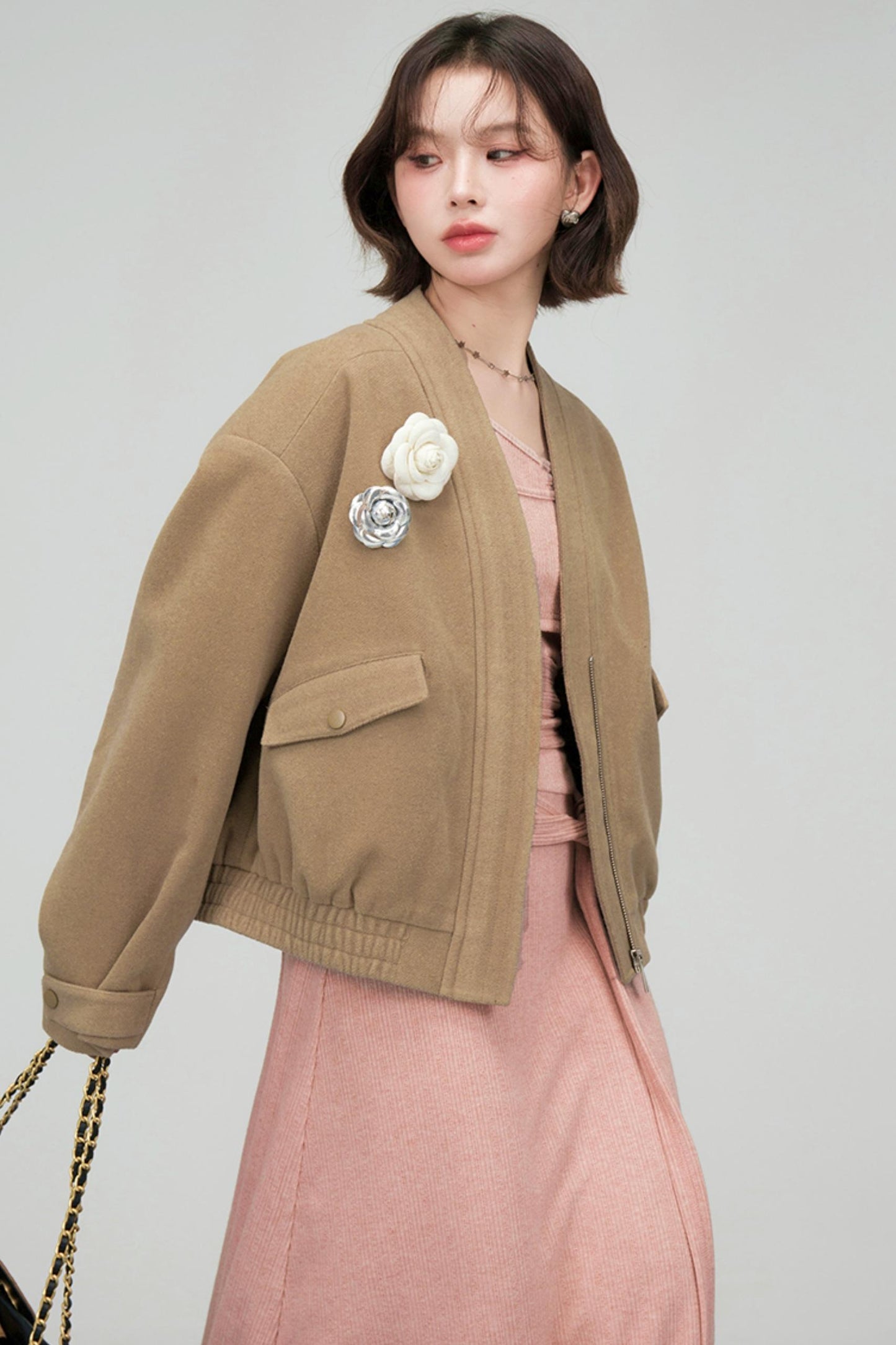 ラテクロワッサンブイネックジャケット