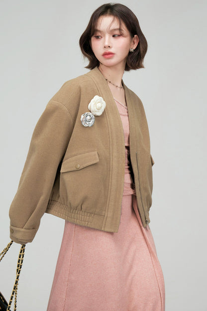 ラテクロワッサンブイネックジャケット