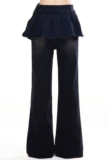 Retro Black Star Flared Pants