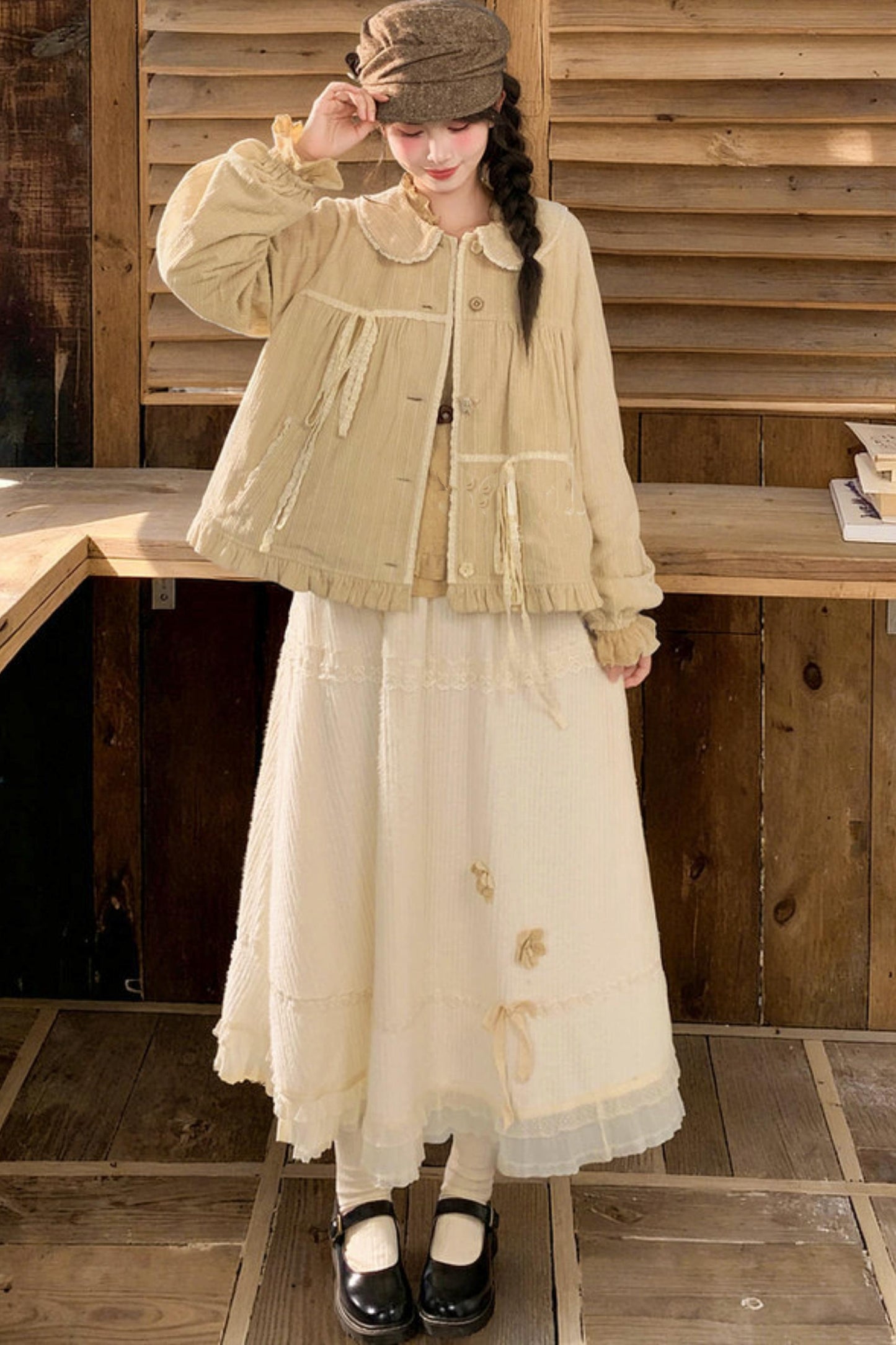 Mori Lace Trim Cotton Jacket + Skirt