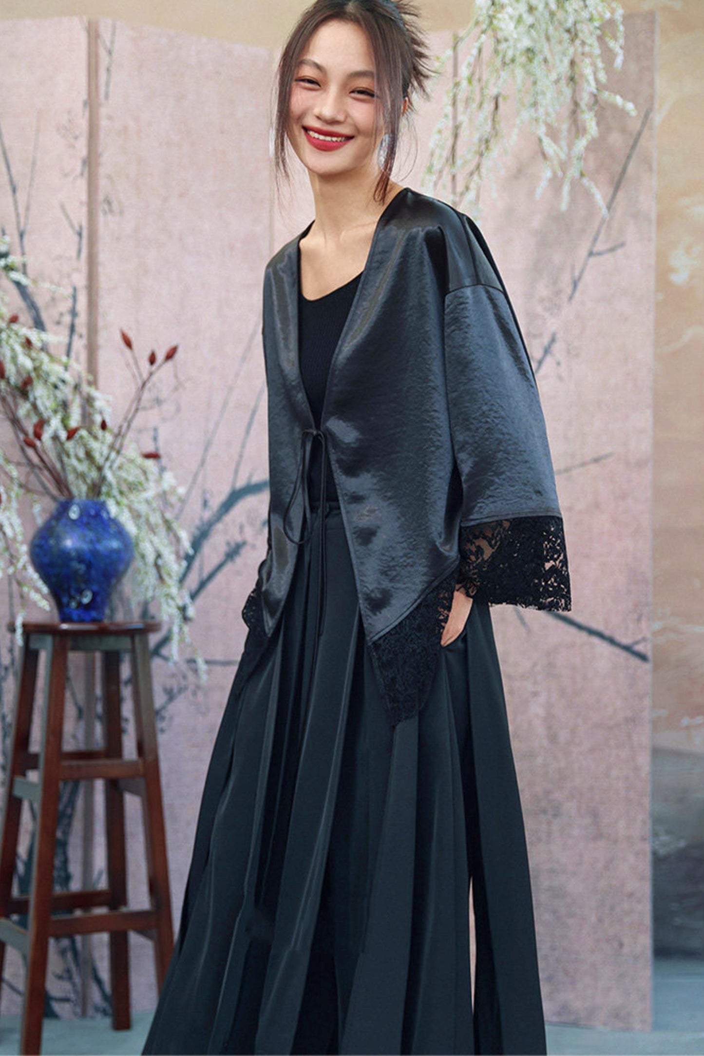 Dark Lace Satin Gown