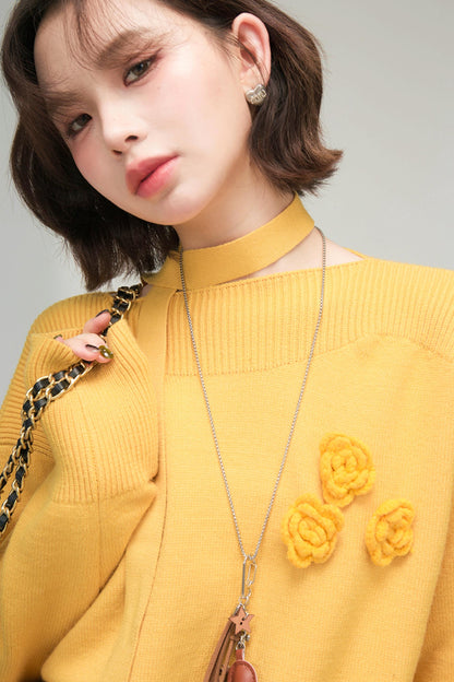 レトロポイントフラワーニット