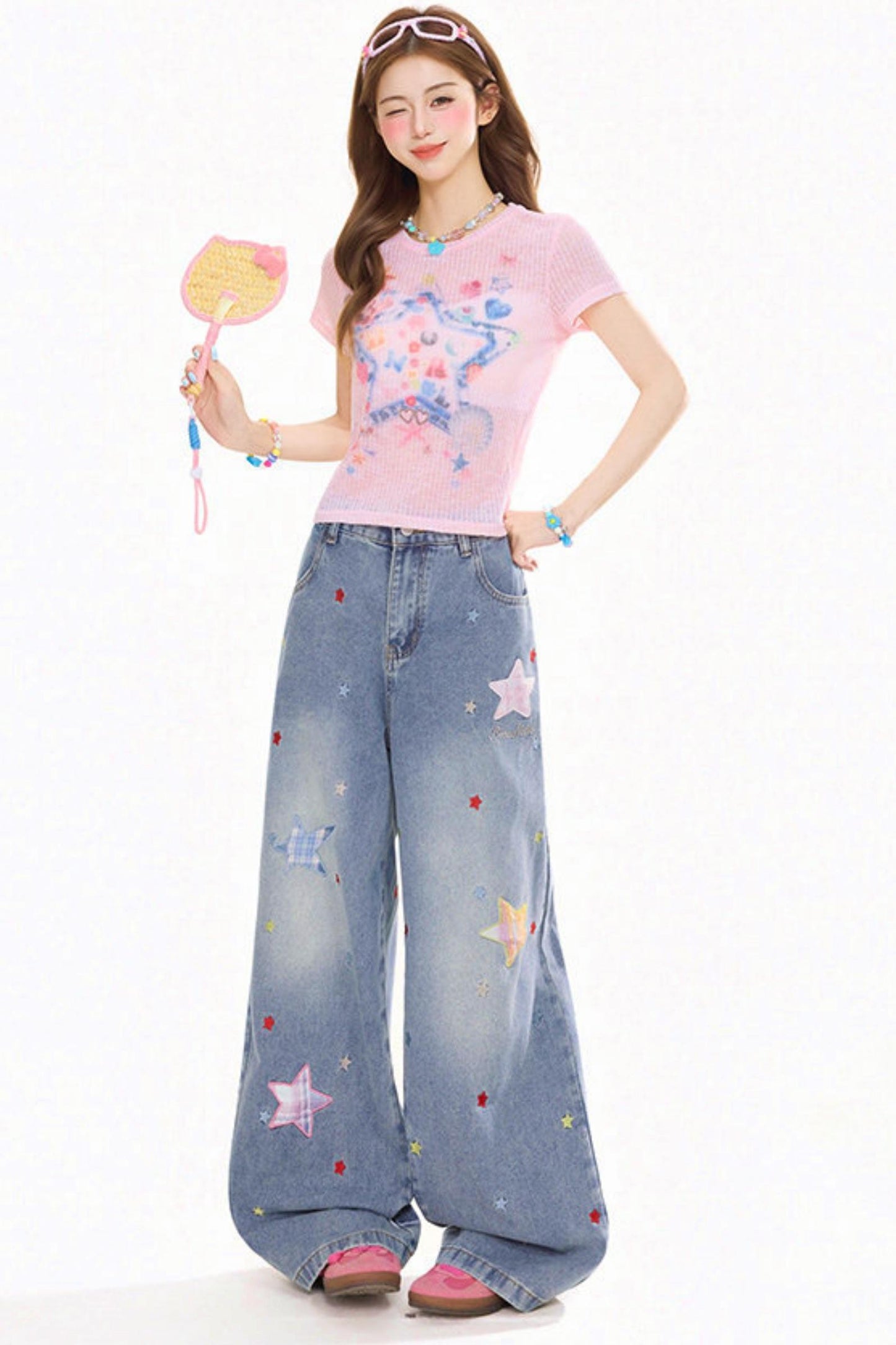 グラフィティペインテッドスリムフィットトップス