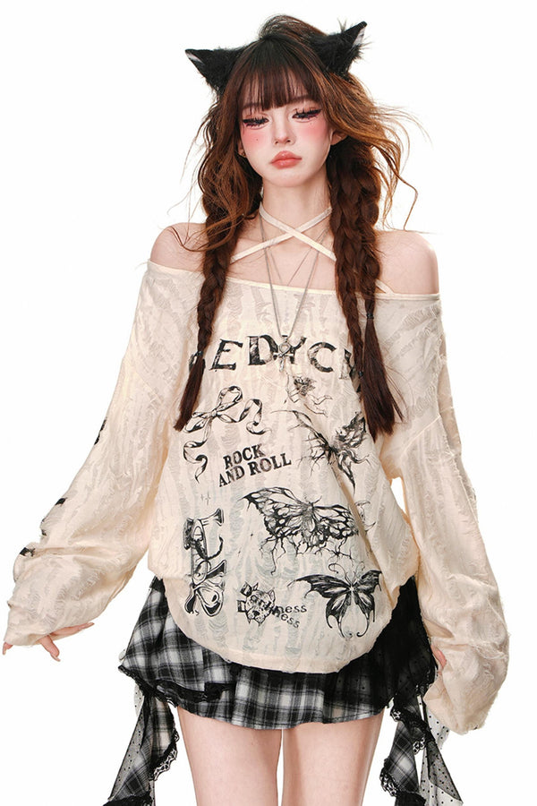 アシンメトリックオーバーサイズトップス