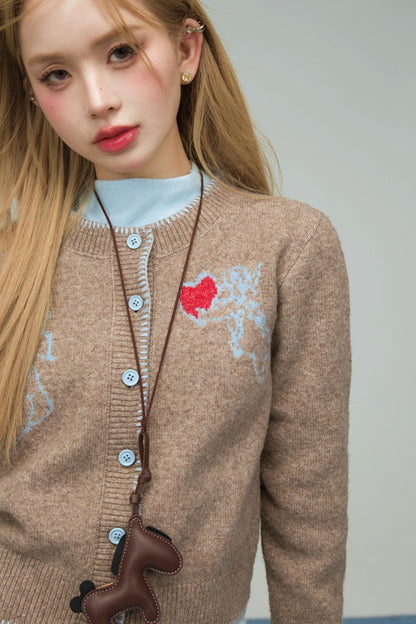 クレイブラウンウールカーディガン