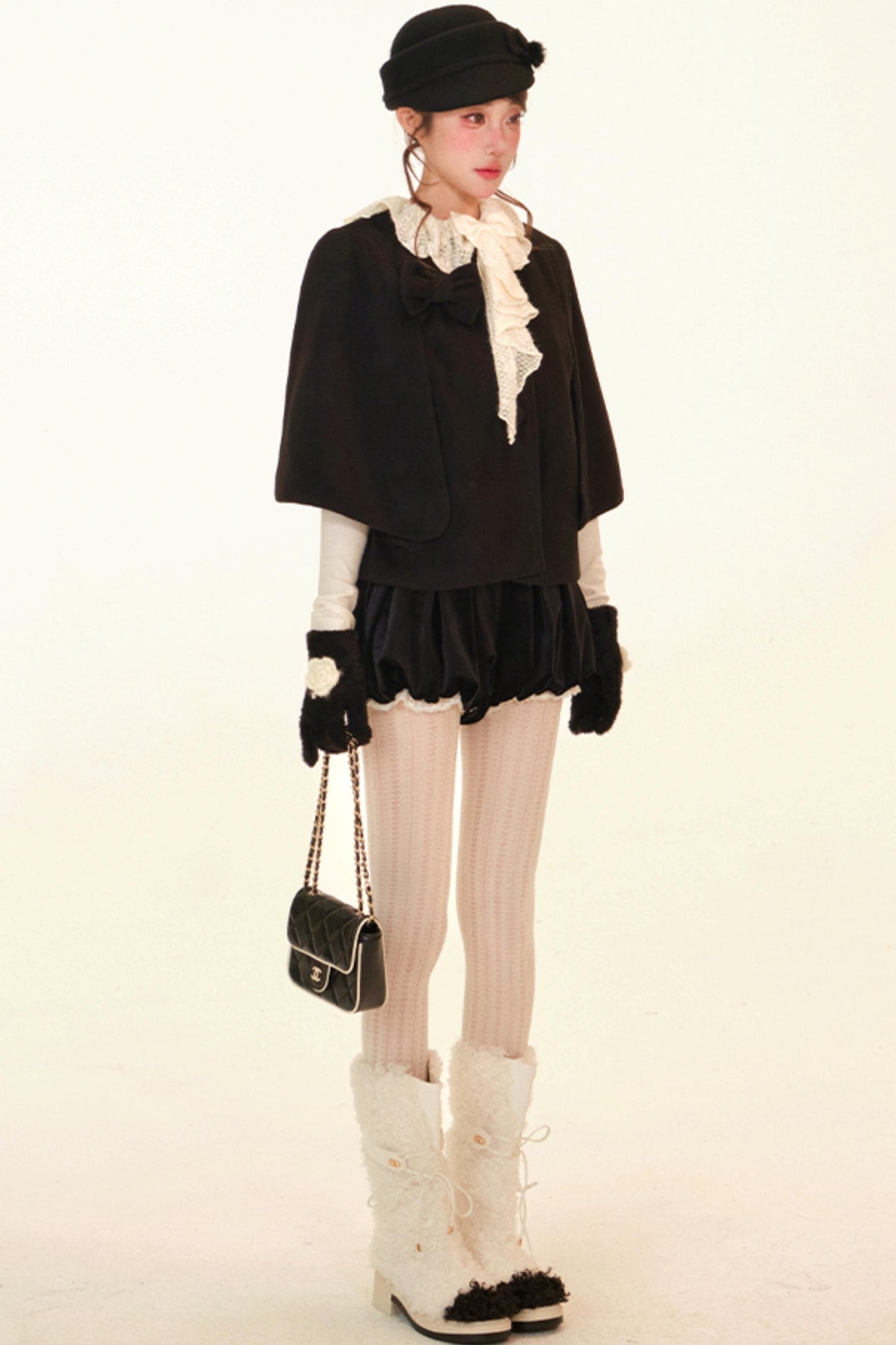 Winter Lace Ruffle Coat + Top + Pants