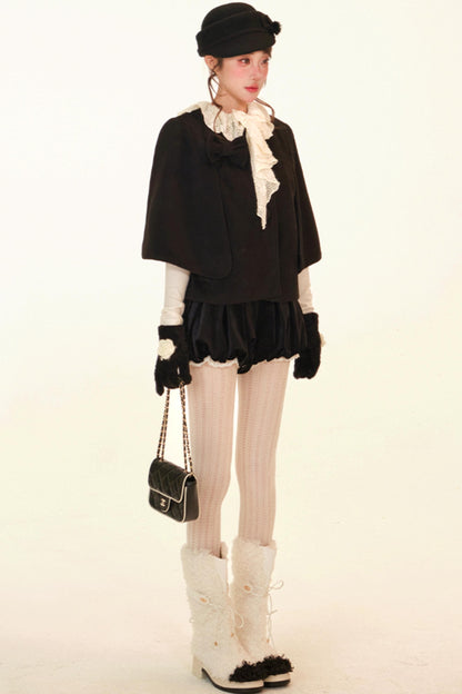 Winter Lace Ruffle Coat + Top + Pants