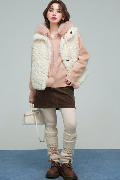 キャラメルファーカラーカーディガン