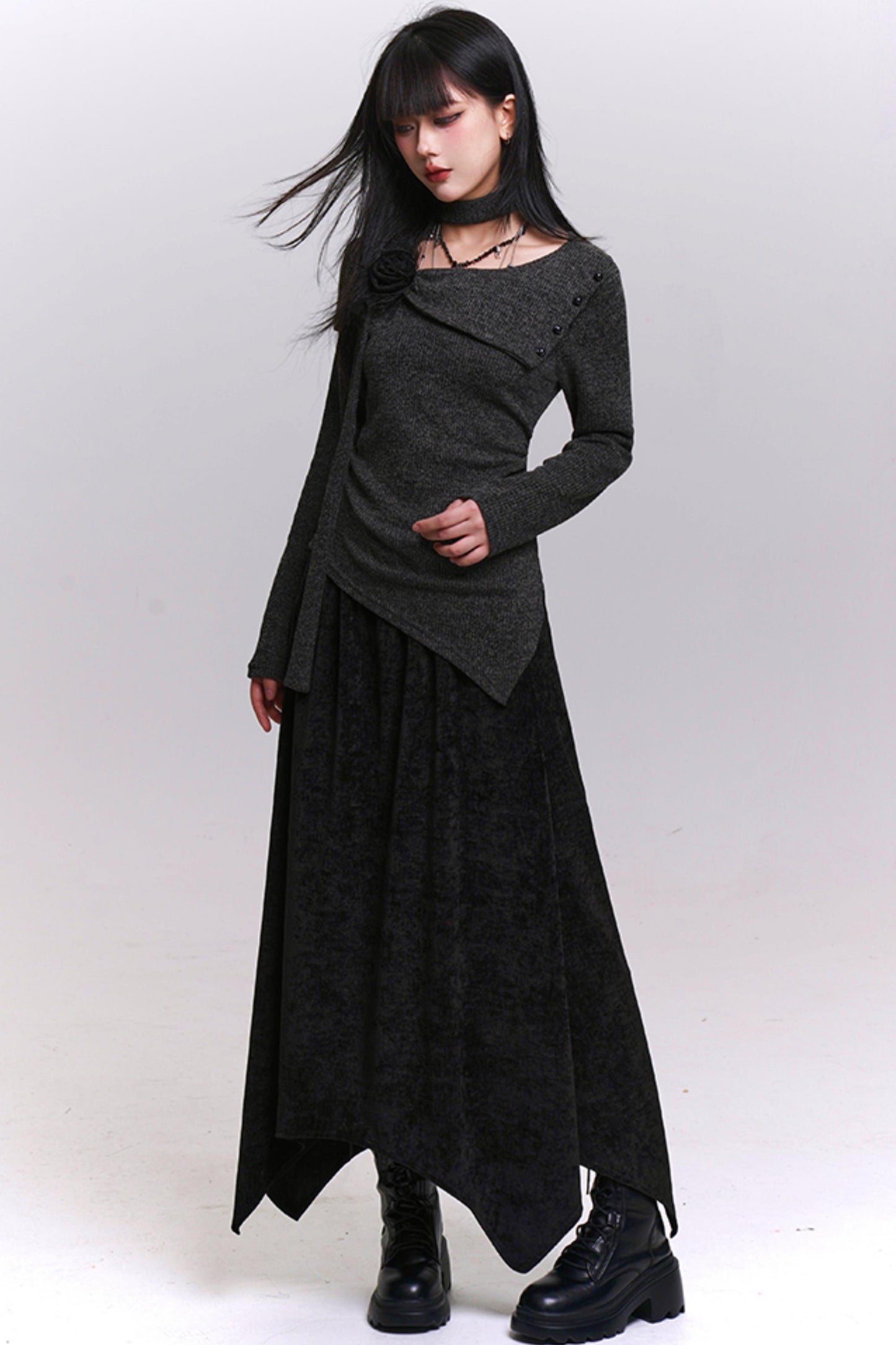 ツーピースニットスカートセットアップ　