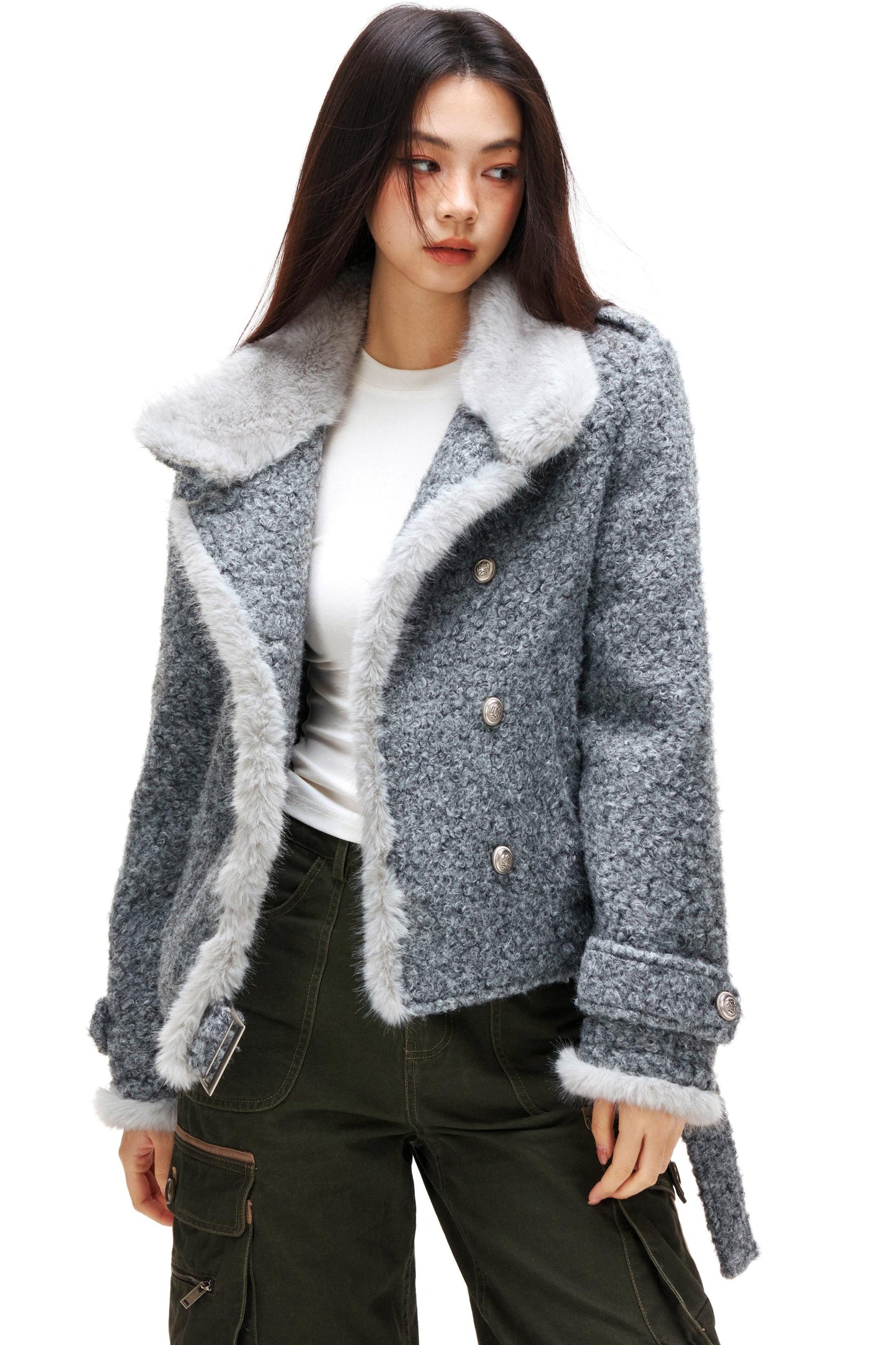 スタンドカラーモードコート