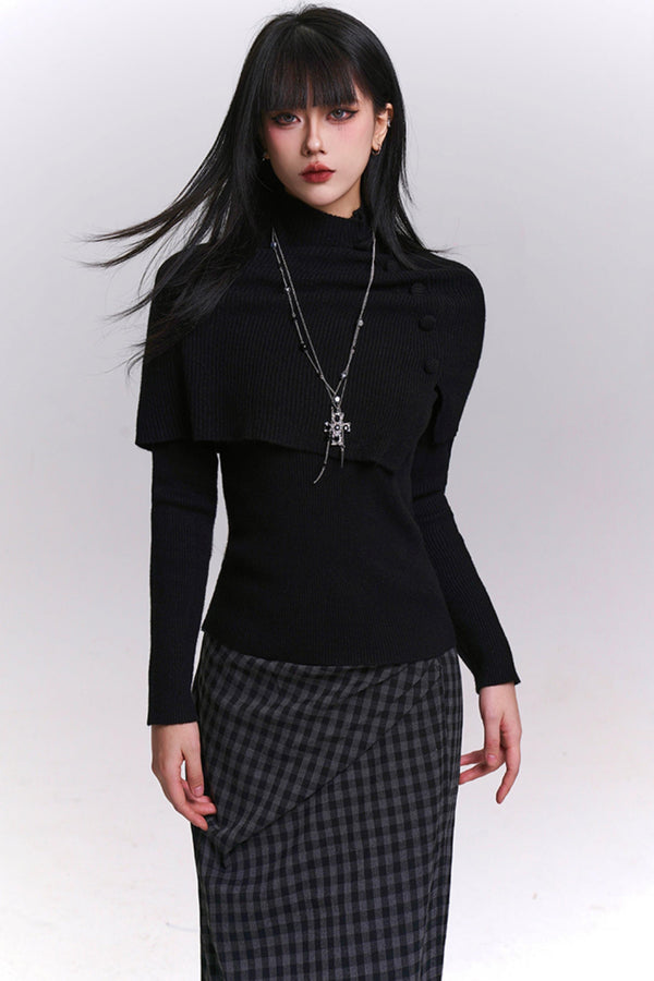 Atmospheric cape design knit top