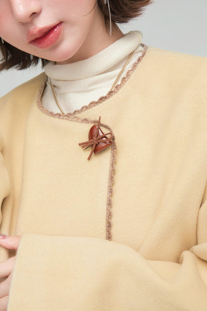 アシンメトリカルレースウールコート