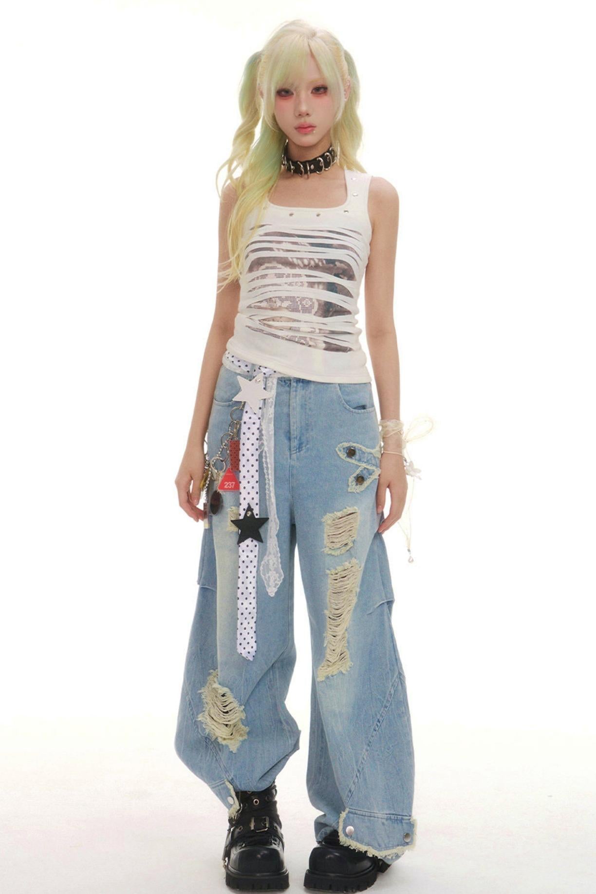 Grunge-Punk-Damage-Trägertop