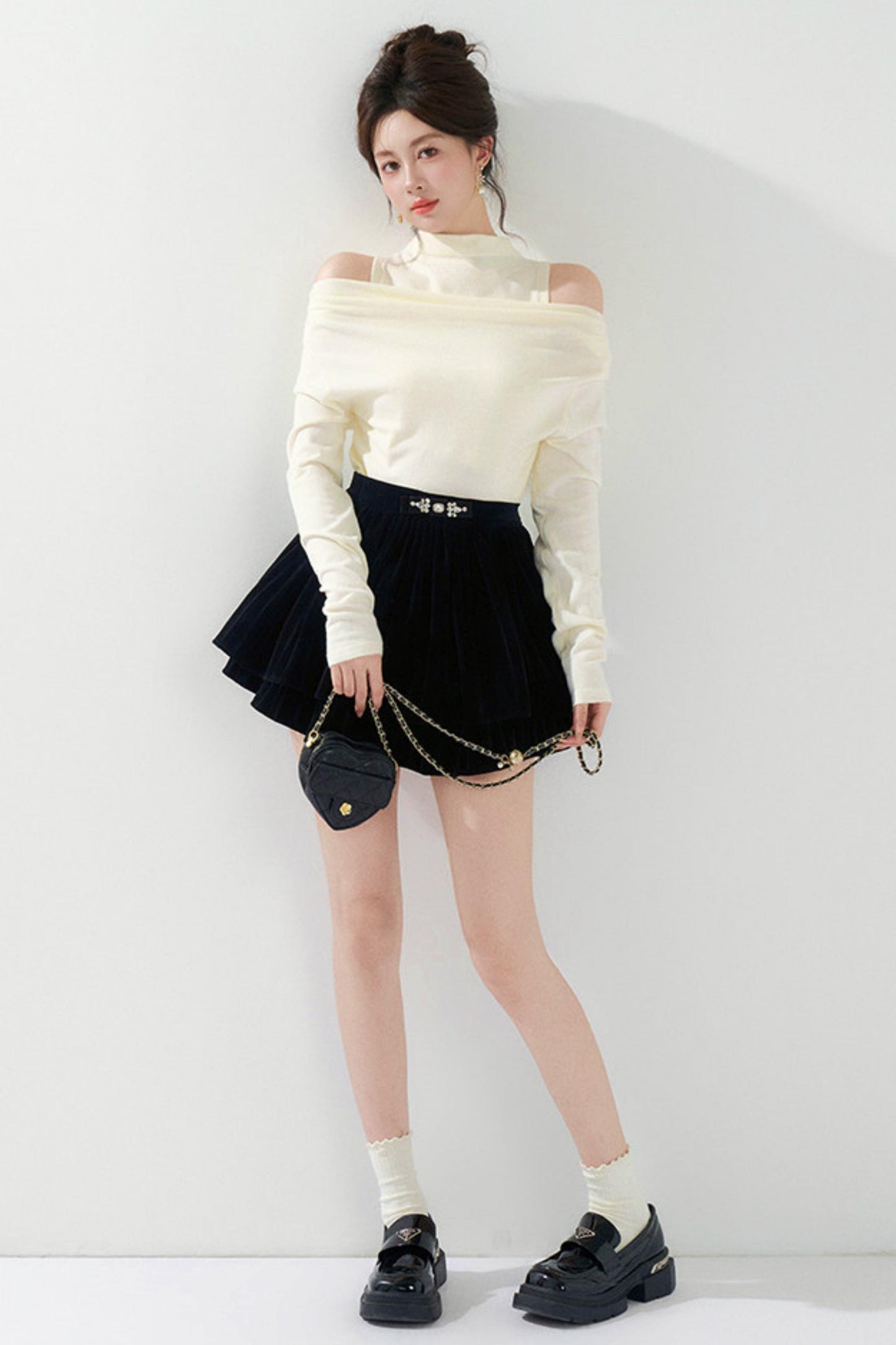 French Knit Off-Shoulder Top