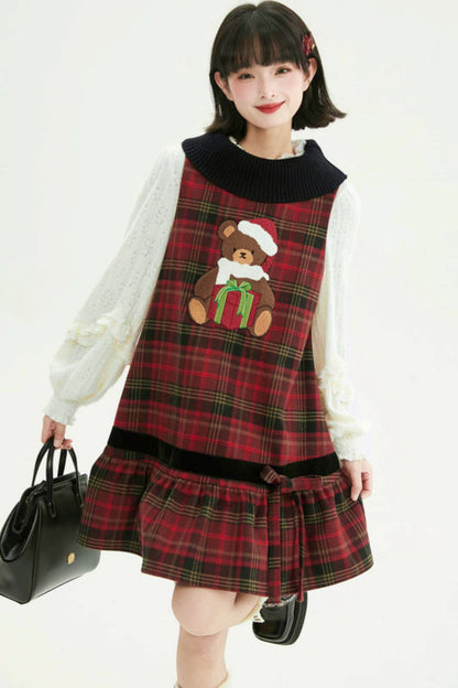 ヴィンテージレッドチェックドレス