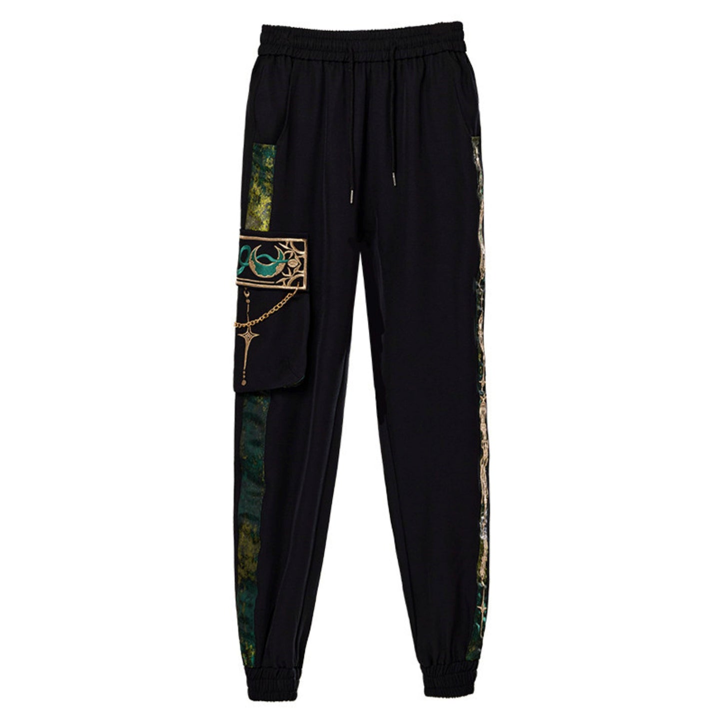 Jade Moon Dragon Embroidered Chinese Shirt + Moon Pocket Pants