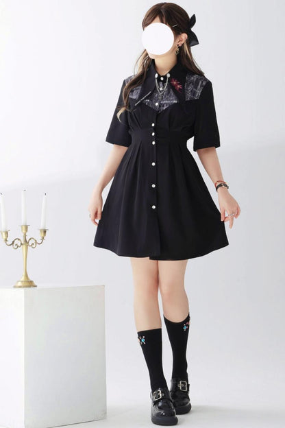 Gothic Arch Print Big Collar Design Shirt
