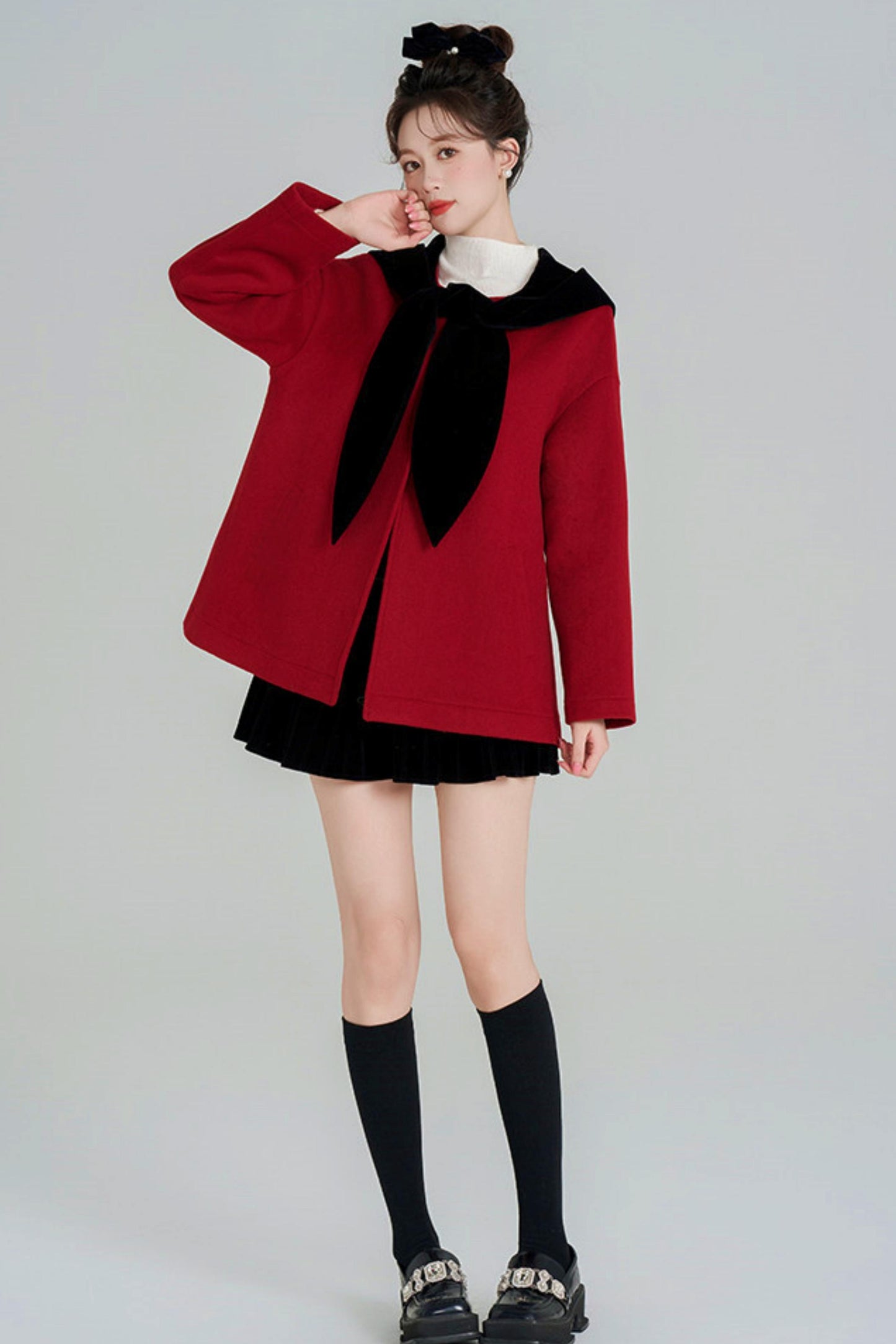 Shawl Hood Style Flare Coat